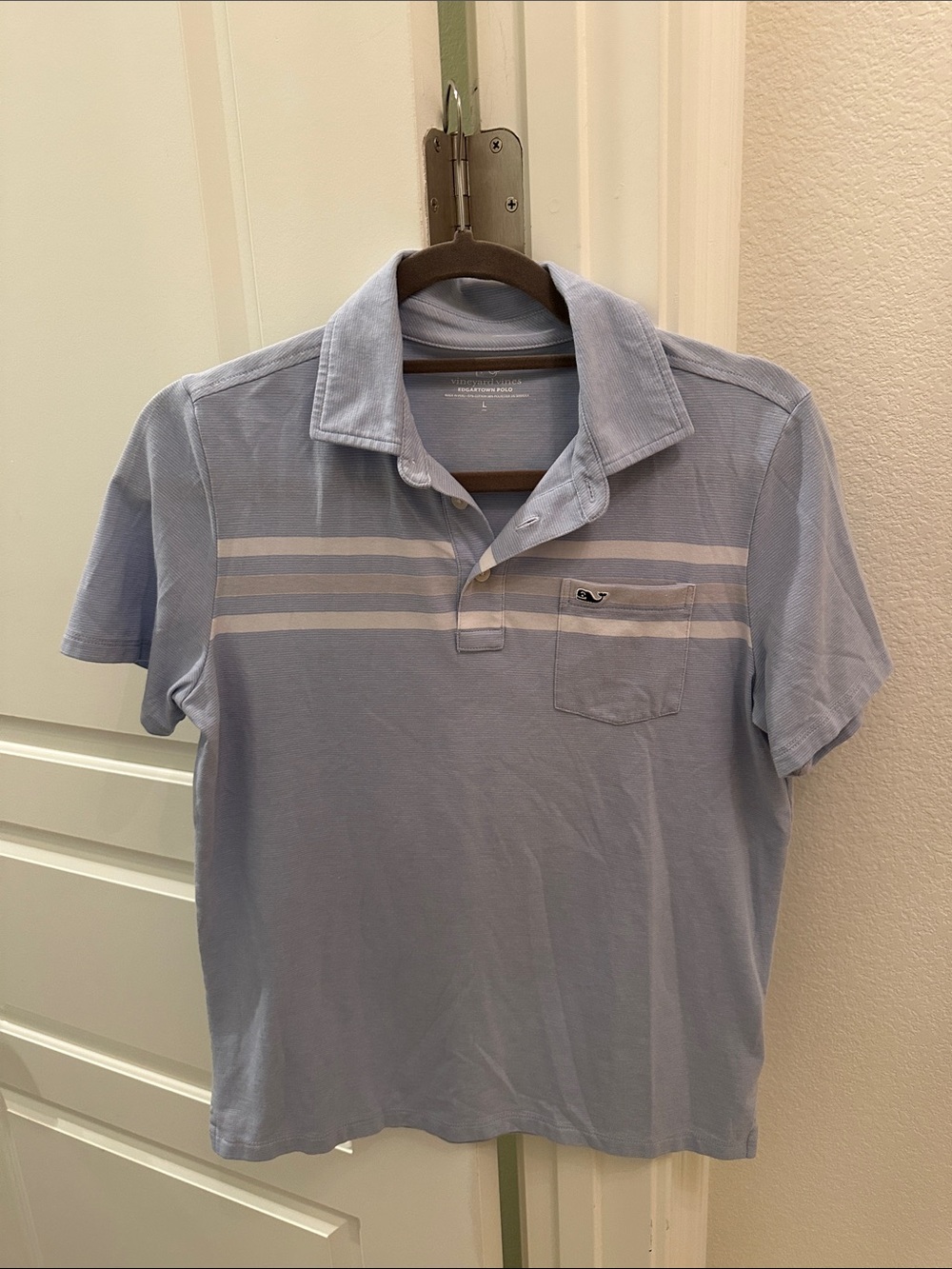 Vineyard Vines Light Blue Striped Pocket Polo